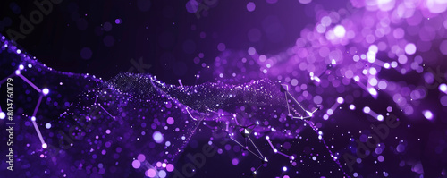 Deep space purple with abstract futuristic minimal molecules sophisticated small polygonal shapes weaving through the cosmic background.