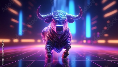 Ein Stier als Symbol im Aktienmarkt steht einer Börsenwoche bullish gegenüber. Steigende Kurse. photo
