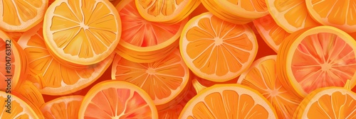 This detailed illustration of orange slices on a bright background serves as a perfect choice for food-themed graphics, marketing materials, and health campaigns.
