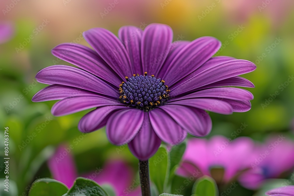 A vibrant purple daisy, captured in sharp focus with a Canon A vibrant purple daisy, captured in sharp focus with a Canon