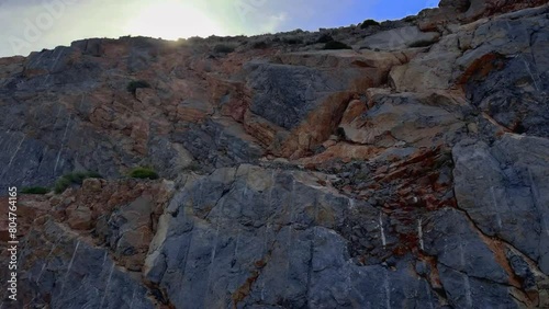 Landscape of Oman mountains, Arabian Peninsula.  Jebel Shams mountains (Mountain of Sun) and gorge in Oman at sunrise. High quality foto photo