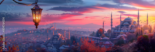 Breath-taking Twilight Scenery of Historic Turkish Cityscape with Iconic Landmarks