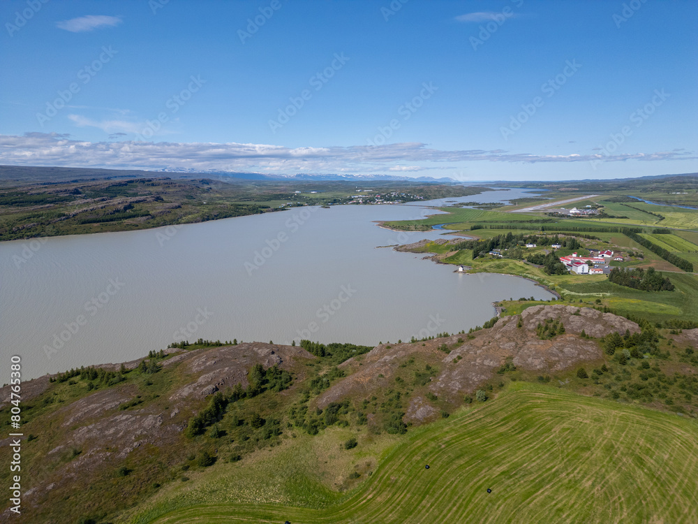 aerial view of town of Egilsstadir in Iceland