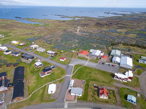 Aerial view of town of Djupivogur in Iceland photo