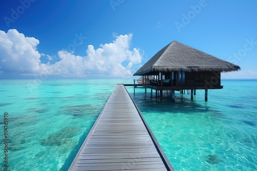 Exotic Maldives travel. Vacation summer tropical. Generate Ai