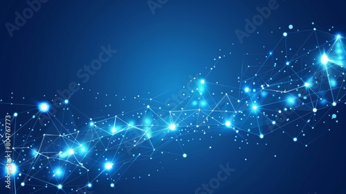 Interconnected dots on vibrant blue background abstract concept symbolizing communication
