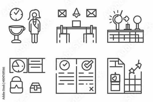 Event planning outline stroke icon set .Vector illustration vector icon, white background,