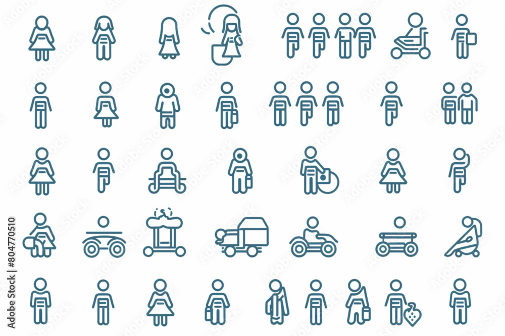 Family editable stroke outline icon set. Thin linear style icons Pack ...