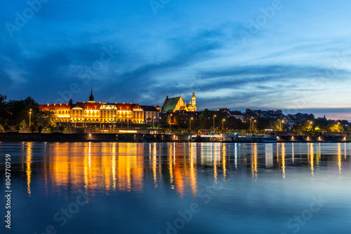 Wallpaper Mural evening view of the Warsaw embankment in Poland and the royal palace Torontodigital.ca