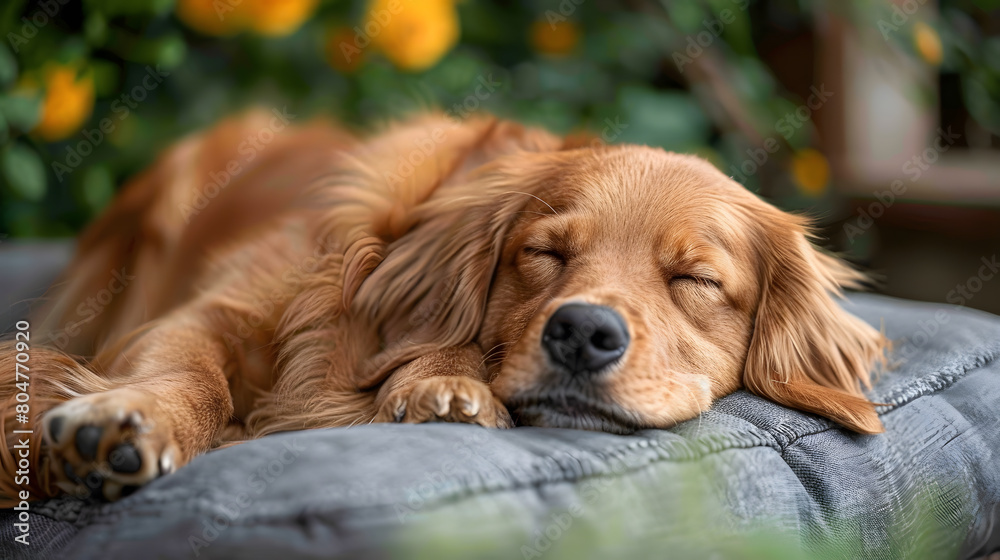 Puppy sleeping on the sofa