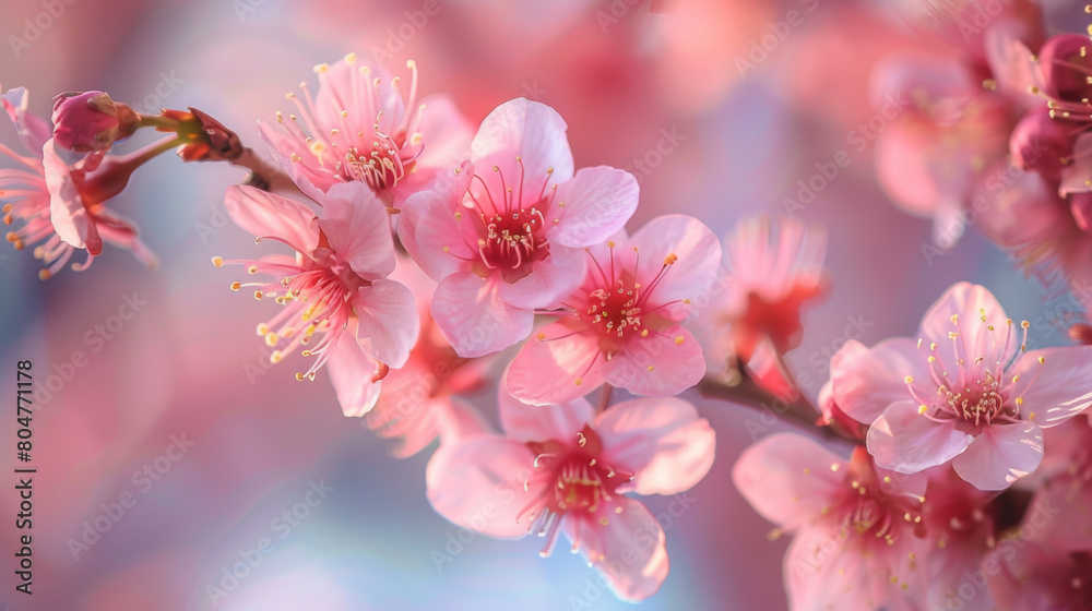 Soft pink cherry blossoms bloom, highlighting the beauty of spring with delicate flowers and a dreamy backdrop. Soft pink cherry blossoms bloom, highlighting the beauty of spring with delicate flowers and a dreamy backdrop.