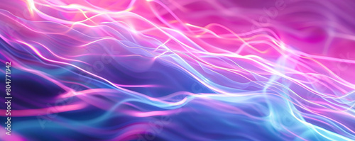 HD Electric Neon Waves Abstract Background, Bright Pink and Blue Colors, Isolated on White