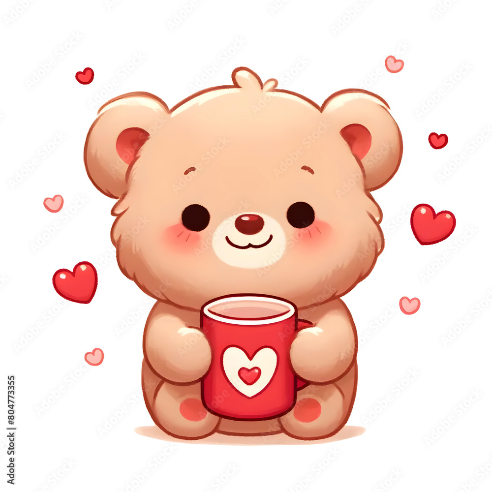 Obraz premium cute teddy bear with red mug