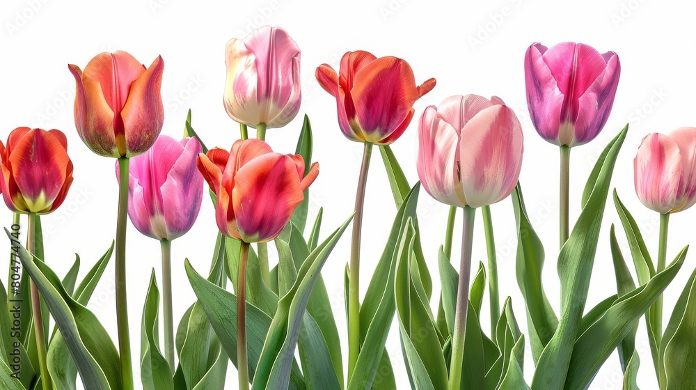 Obraz premium Garden tulips flowers isolated on white background 