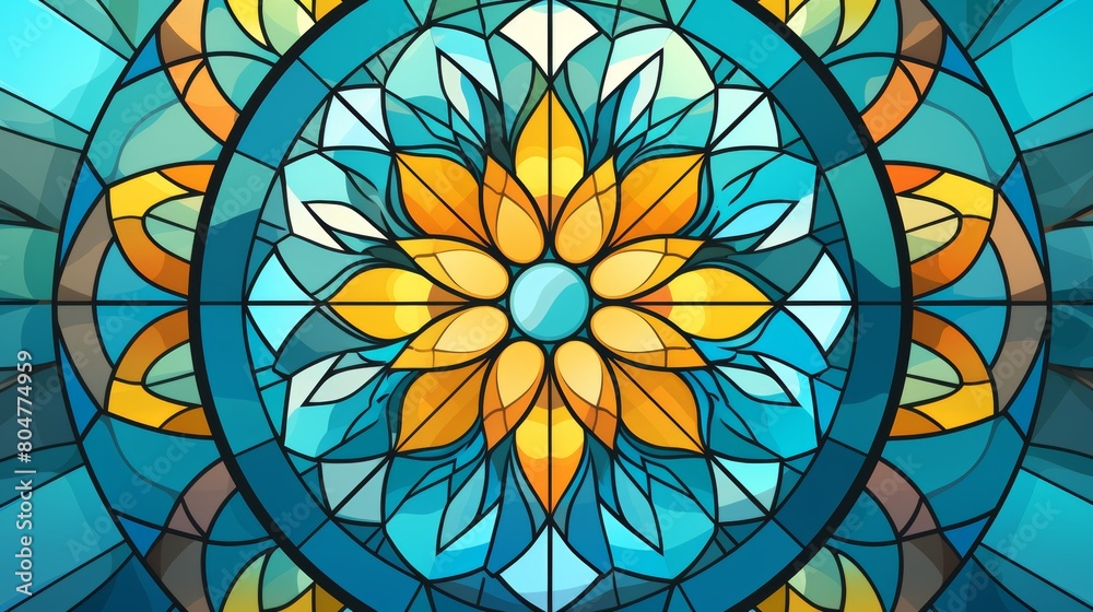Vibrant stained glass mandala background with primary colors for captivating visuals Vibrant stained glass mandala background with primary colors for captivating visuals