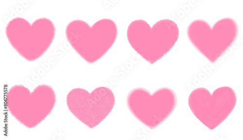 手描きのやわらかいタッチのハートセット（ピンク）