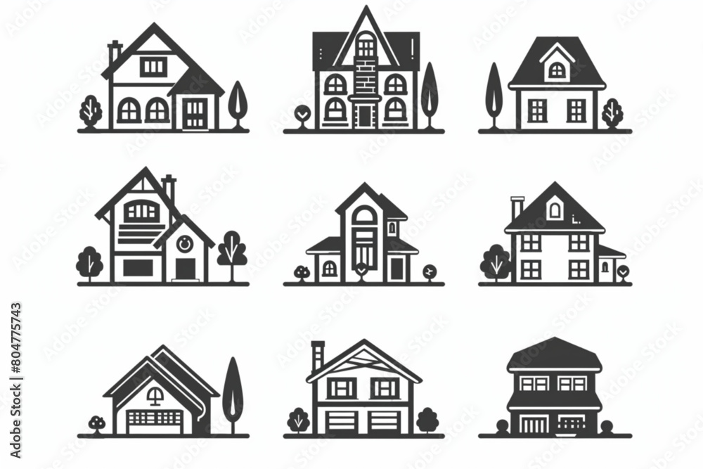 Real estate icons collection. Vector illustration vector icon, white background,