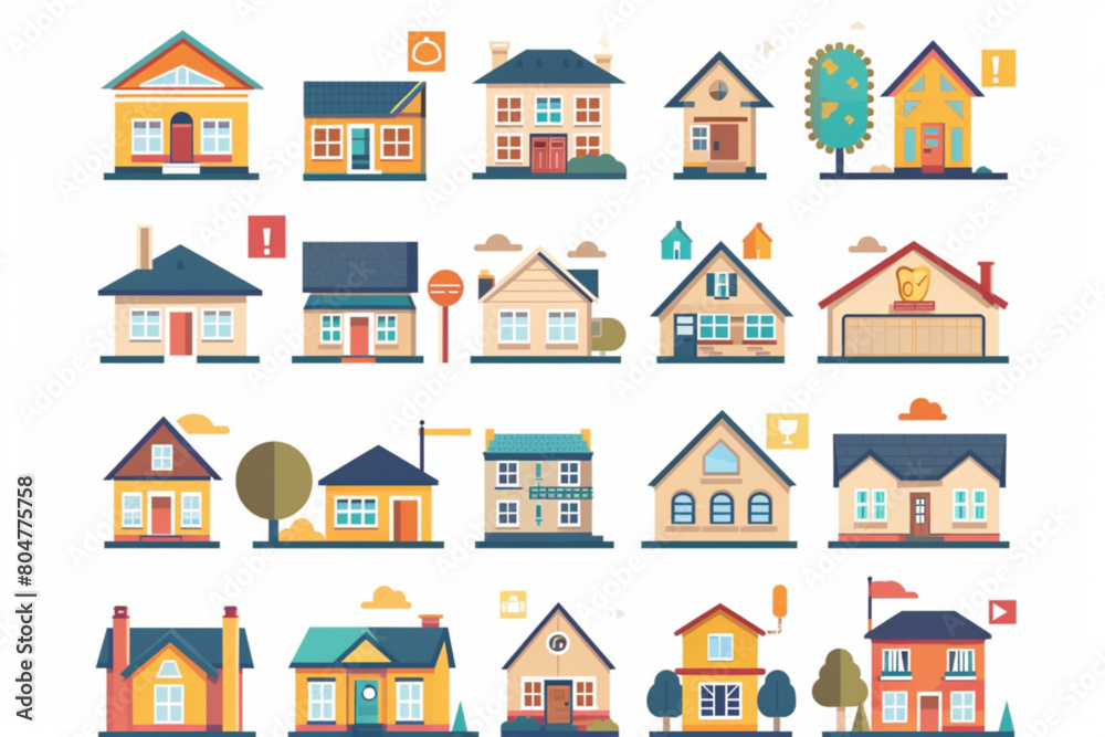 Real estate icons collection. Vector illustration vector icon, white background,