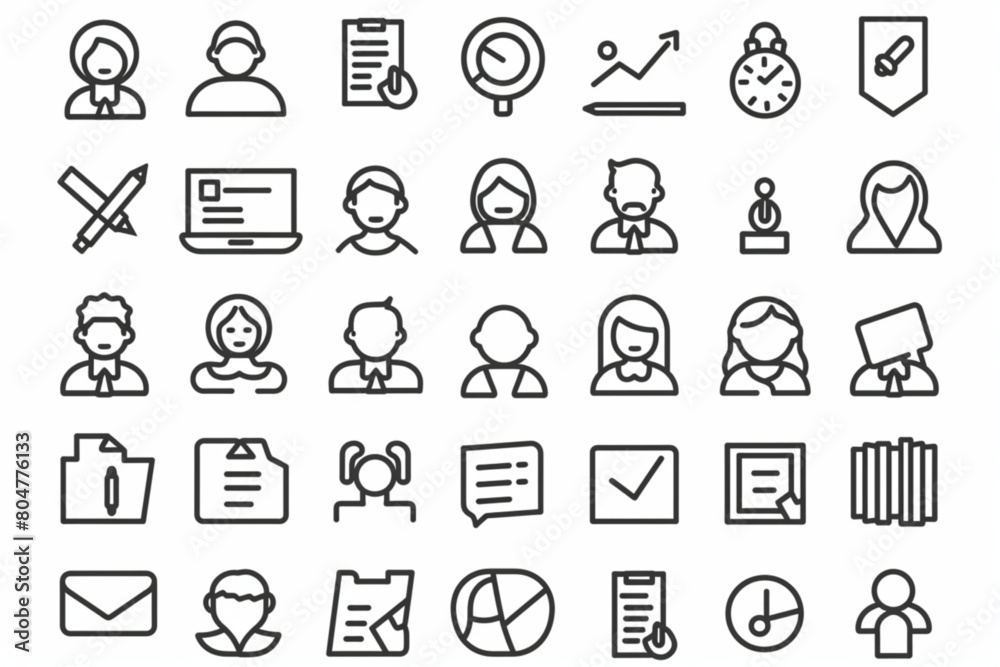 Recruitment web icons in line style. Headhunting, career, resume, work group, candidate, job hiring, collection. Vector illustration. vector icon, white background,