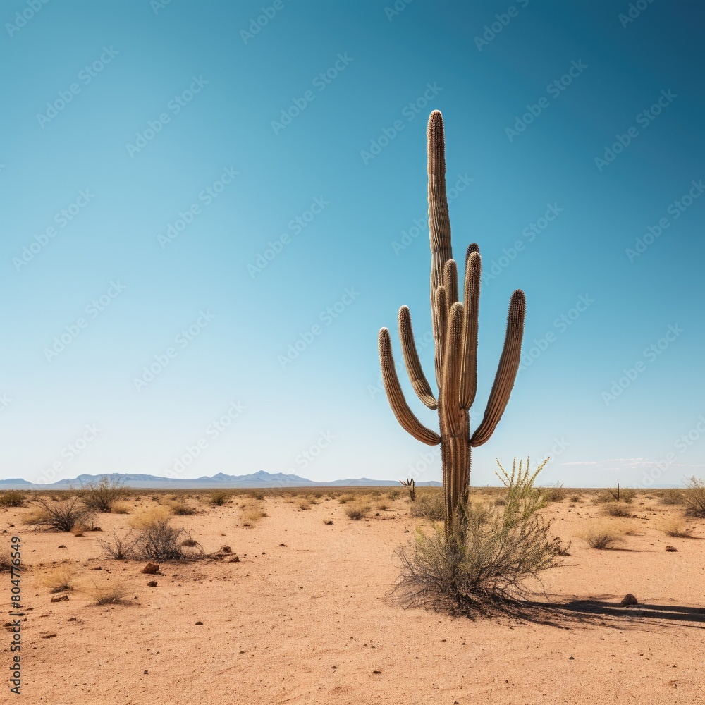 Majestic saguaro cactus in the desert landscape Majestic saguaro cactus in the desert landscape
