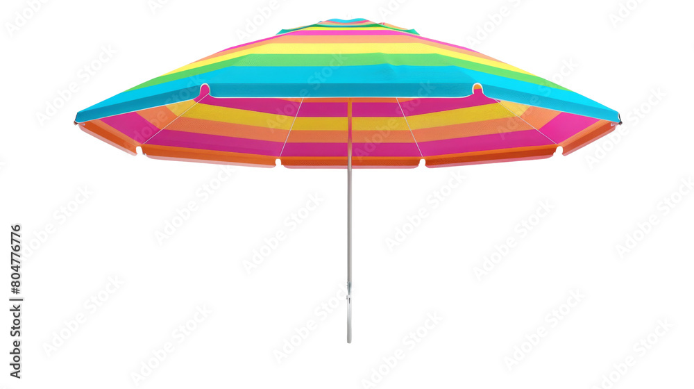 Obraz premium Summer s, Colorful beach umbrella, 3d rendering, white background, png transparent 