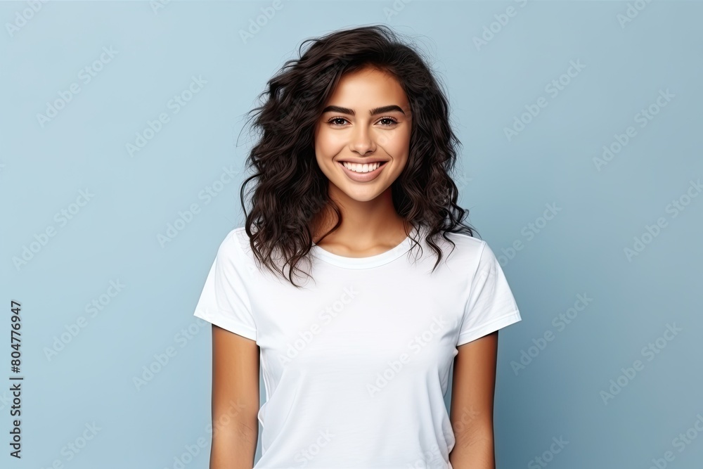 Smiling woman with curly hair Smiling woman with curly hair