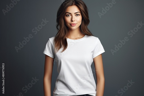 beautiful woman in white shirt