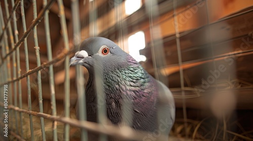 The homing pigeon is a variety of domesticated Rock Pigeon (Columba livia domestica) that has been selectively bred photo