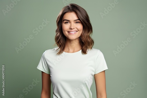 Smiling young woman with wavy brown hair