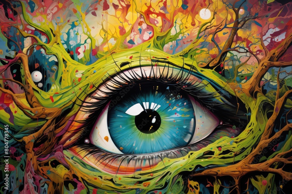 Vibrant surreal eye painting