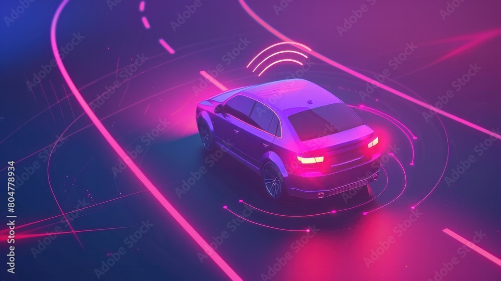 Car wireless communication network and sensor system. Autonomous. Driverless. Self driving vehicle