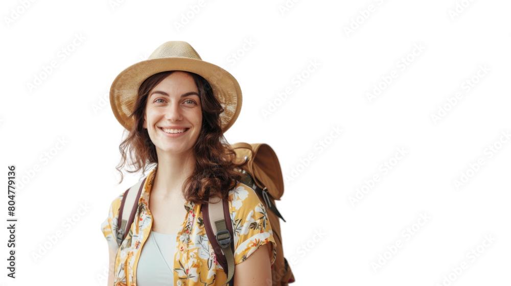 Smiling Summer Travel Attire on White Background. png transparent Smiling Summer Travel Attire on White Background. png transparent