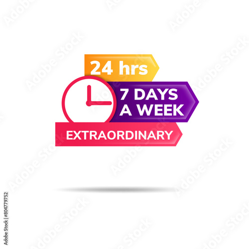 Illustration of 24 hour 7 days a week extraordinary care home protection with advanced technology design element banner logo or symbol.