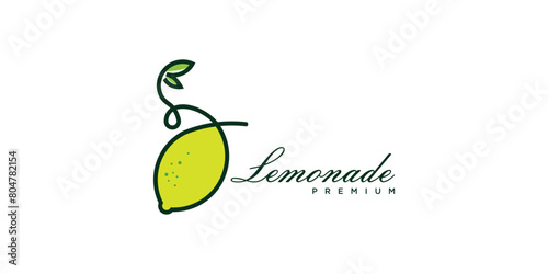 Fresh fruit lemonade orange modern colorful line style logo design illustration | premium vector