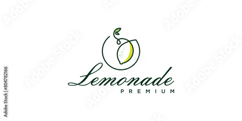 Fresh fruit lemonade orange modern colorful line style logo design illustration | premium vector