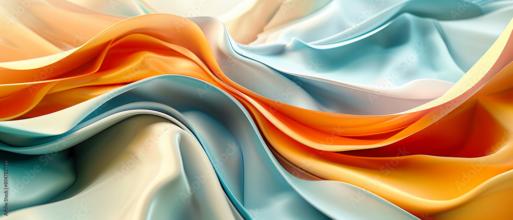 Elegant Abstract Texture, Smooth Flowing Fabric Design in Bright Colors, Luxurious Background