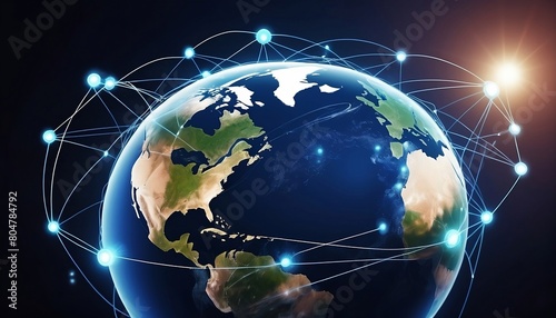 global network connections  innovative technologies in the field of science and communication  flying earth network global connection concept created with generative ai