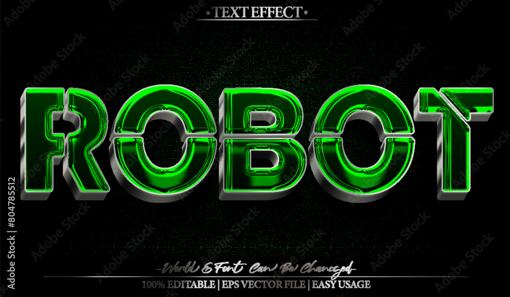 Robot Vector Text Effect Editable Alphabet Green Tech Cyborg Futuristic ...