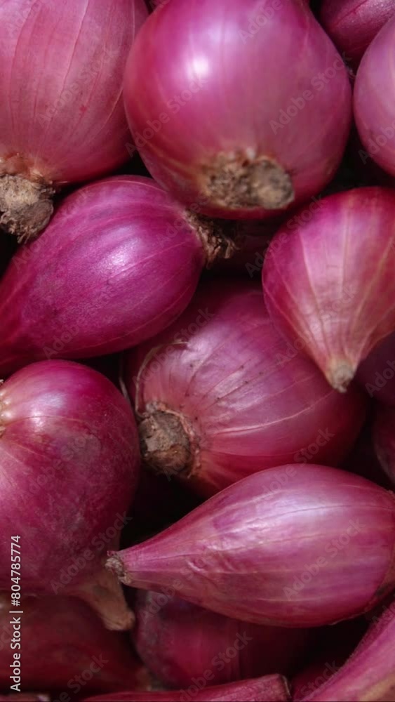 Rotating red onion. Pile of onions close up. Vertical 4k video Rotating red onion. Pile of onions close up. Vertical 4k video