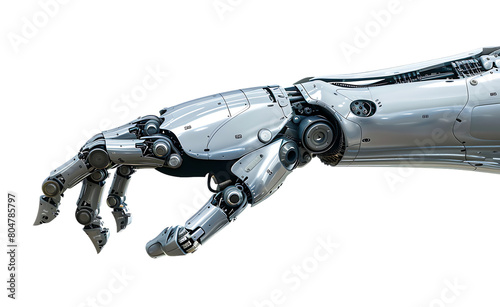 A robotic hand against a white background