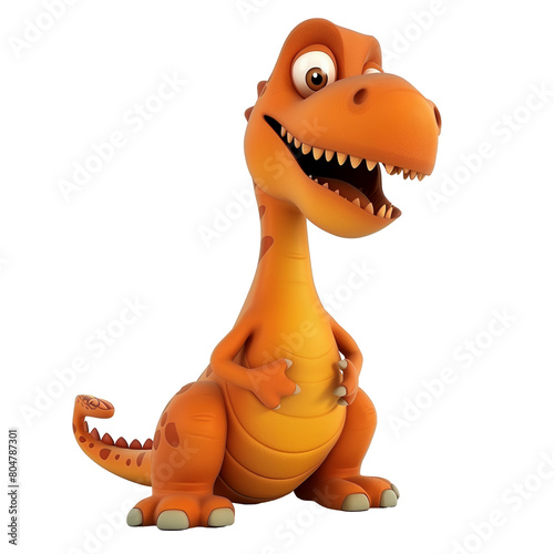 Dinosaur toy 3d rendering Positive character in children style. Disappeared animals, looking cute, adorable and joyful on  isolated on transparent background © _Julia_red