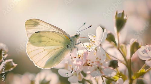 Elegant Butterfly with Intricate Wings on Blooming Flower