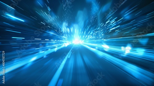 Wallpaper Mural Abstract blue light speed background with rays of light and glow. Torontodigital.ca