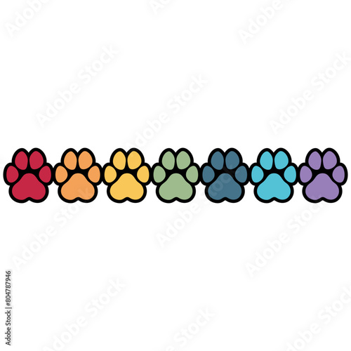 Rainbow Paw Print Border