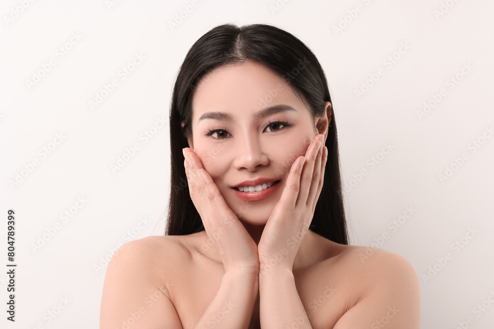 Portrait of beautiful woman on white background Portrait of beautiful woman on white background