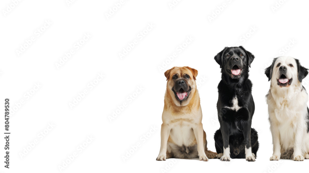 Obraz premium Large Dogs Web Banner Copy Space, isolated on white background, png