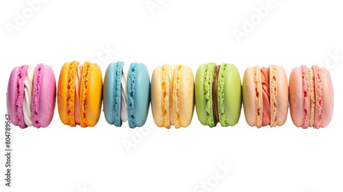 Colorful  macarons isolated on black background.