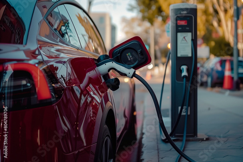 charging car at electric vehicle charging station reflecting the growing trend of residential EV adoption.