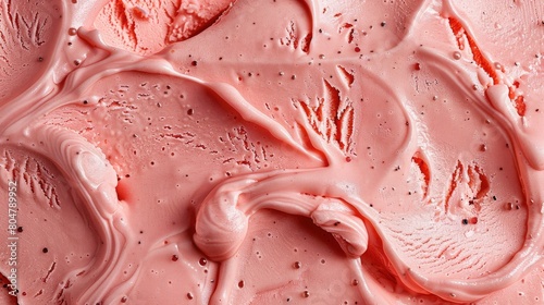 Indulge in the close-up texture of strawberry ice cream, a delightful and tempting treat for the senses. Ai Generated.