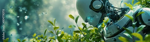Autonomous gardening robots tend plants photo